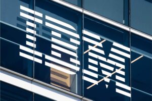Close up of IBM logo